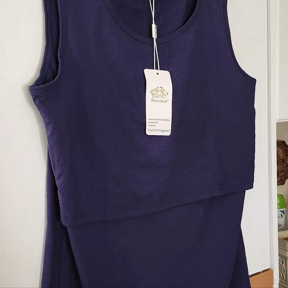 NWT-2 BEARSLAND Stylish Pregnant Maternity Nursing Tank Tops. Black&Blue. Medium - Picture 16 of 16
